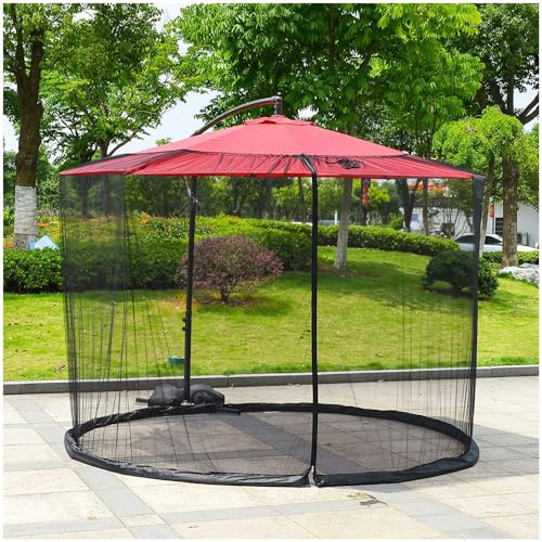 Morbuy Zanzariera per Ombrellone, Mosquito Net per Ombrelloni da Esterno, Tenda Zanzariera da Ombrellone da Giardino per Bugs Enclosure, Campeggio, Cortile (Nero,335 * 240cm)