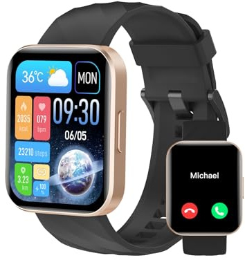 RUIMEN Smartwatch Damen Herren mit Telefonfunktion Fitnessuhr Schrittzähler Uhr mit Pulsmesser SpO2 Messung Schlafüberwachung Nachrichten Multi Trainingsmodi Smart Watch Wasserdicht Für Android iOS