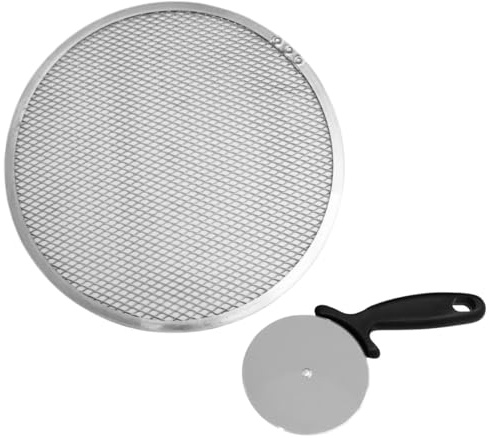 FM Professional Roulette à pizza avec plaque perforée aluminium 30 cm | Cuisson plus croustillante, Format 30 cm, Duo alu inox, Pizza maison au four, Gain de place 21 x 10 x 1,5 cm