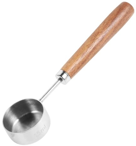 Gadpiparty Cuchara Medidora de Acero Inoxidable para Té Y Café 15 Ml Mango de Madera para Té Suelto Café Expreso Y Granos de Café
