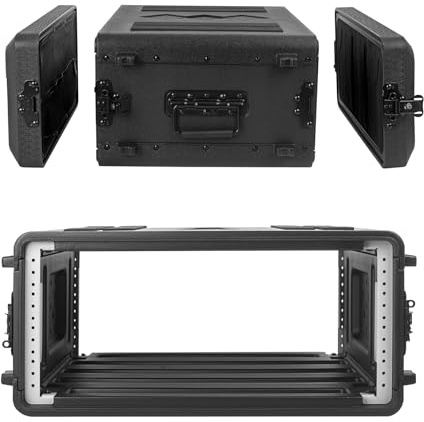 HOHIYO Rackcase 48,3 cm Rackmount Flight Cases, flache 40,6 cm Tiefe 4U Rack Case Flight Cases, Durable HDPE Wasserdicht Staubdicht Shock Mount Racks mit Mikrofonfächern