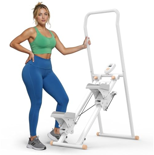 Niceday Steppers for Exercise at Home, Stair Stepper with Handlebar, Stair Climber, Stair Master with 300LBS Loading Capacity (White)