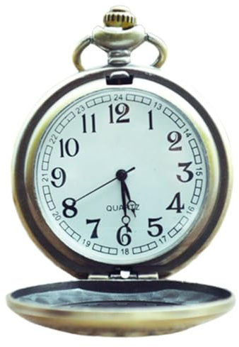 DEARMAMY Montre De Poche à Rabat - Mécanique Squelette Pour Hommes et Femmes - Gousset Ancienne Avec Miroir en Plastique
