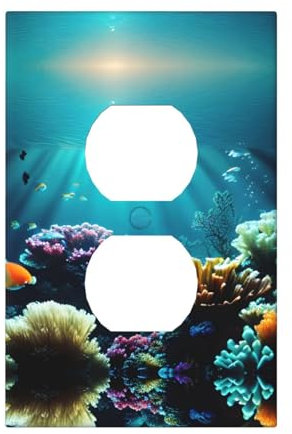 Cubiertas de salida con impresión de paisaje subacuático, 1 placa de pared de tamaño estándar, cubiertas de placas frontales de policarbonato de doble salida