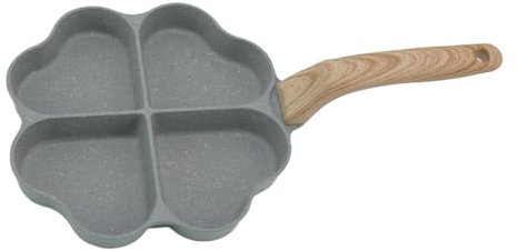 KIMISS Heart Pancake Pan Egg Frying Pan Nonstick 4 Cup Uniform Heating Skillet with Handle for Kitchen Sauté Pans (Green)