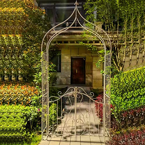 Arche de jardin avec portail, tonnelle de mariage en métal pour plantes grimpantes, décoration extérieure pour roses, ballons à fleurs, anniversaires et mariages - Pergola pour pelouse et jardin