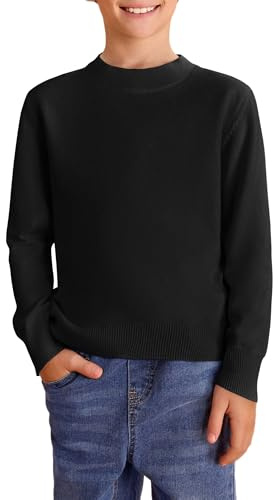 Haloumoning Pull pour garçon - Col rond - Manches longues - Tricot doux et léger - Style classique - Couleur unie - Sweatshirt décontracté