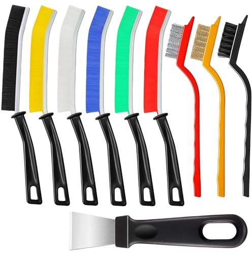 10Pack Crevice Brushes for Cleaning–Hard Bristle Grout & Tile Gap Cleaner for Bathroom,Brushes for Kitchen & Shower Household Cleaning Awkward Places,Multifunctional Recess Groove Cleaning Tool