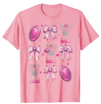 Discgolf - Cestino a Disco da Ragazza, Motivo cocchetta, con Fiocco, Colore: Rosa Maglietta