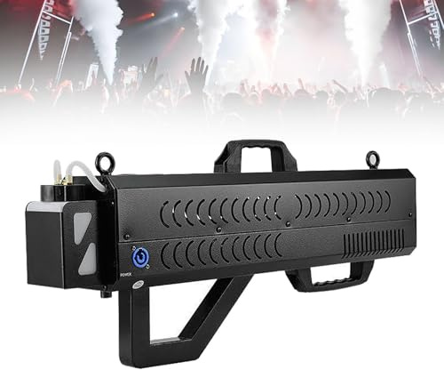 Machine à fumée portative, canon à fumée 1500 W avec lumières et bande, for fêtes, Halloween, événements DJ et spectacles sur scène(Black)