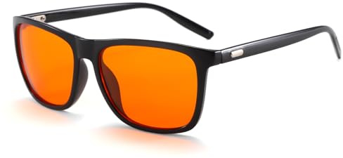 LJCZKA Blaulichtfilter Brille Orange Gläser für Besseren Schlaf Orange Blaulicht Brille Herren Damen Anti-Müdigkeit Blendfrei Gaming Computerbrille