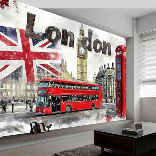 3D Fotomurales Londres 350x256 cm XXL Papel Pintado Mural Londres Tejido No Tejido Decoración de Pared Decorativos Murales Moderna de Diseno q.6907