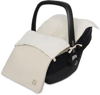 Jollein Fußsack Little Waffle – Sand – Für Babyschale Kinderautositz Gruppe 0+ und Kinderwagen – Für 3-Punkt- und 5-Punkt-Gurt – Mit Fleecefutter – Strukturierte Baumwolle – OEKO-TEX Zertifiziert