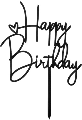 Happy Birthday Topper, Black Birthday Cake Decorations, Happy Birthdays Sign for Cake, Birthdays Cakes Supplies for Women's Celebrating Anniversary Theme Party