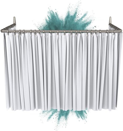 Duschvorhangschiene Ecke 12 Kombinationen, Winkel und U-Form, Montage an Wand oder Duschstange über Eck, ohne Deckenhalterung, Grau glänzende Winkelstange mit PVC-freier Kunststoffbeschichtung