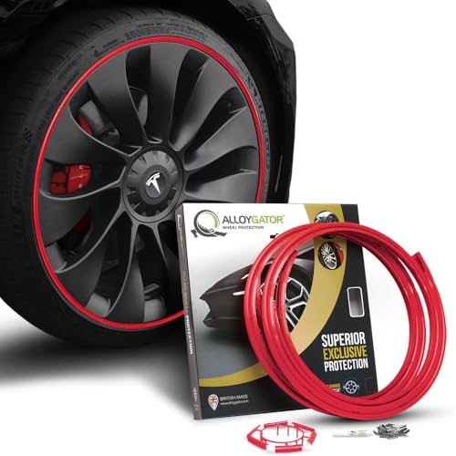 AlloyGator Protezione Cerchi in Lega Rosso – Previene Graffi e Danni da Marciapiede | Adatto per Cerchi Fino a 24” | Compatibile con Tutte le Auto | Senza Colla | 15 Colori Disponibili