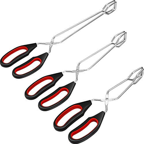 3 Pack Stainless Steel Scissor Tongs 9/11/ 12 Inch Cooking Scissor Tongs Kitchen Baking Bread Food Tong Barbecue Grilling Tongs Tool for Flipping Food