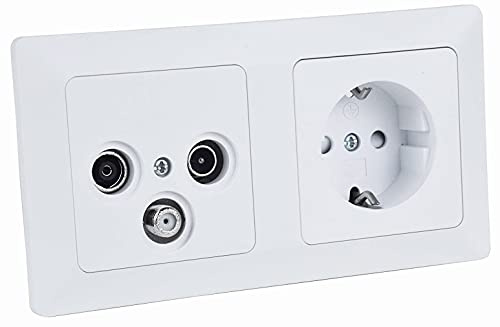 ChiliTec Antennendose Steckdose Milos 2-Fach Unterputz Matt Weiß