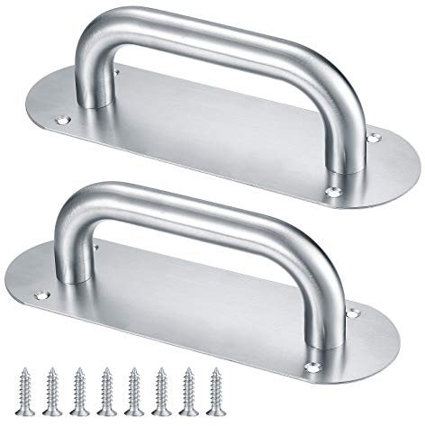HAOCHEN Pull Push Door Handles with Back Plate, Heavy Duty Hardware for Cabinet, Cupboard, Shed, Toilet, Barn Door Sliding Handles