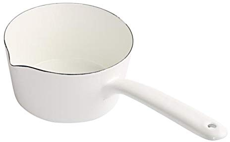 CALIDAKA 1.2L Enamel Milk Pan, Mini Butter Warmer, Saucepan With Pour Spout, Nonstick Pot, Melting Pot for Induction Electric Gas Stoves