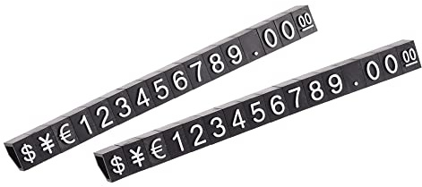 sourcing map 16 Satz Verstellbar Abnehmbar Mini Würfel Preisschild Display Nummer Buchstabe Preisschild Ständer Kit für Ladentheke Weiß Schwarz 3.3x5.6mm
