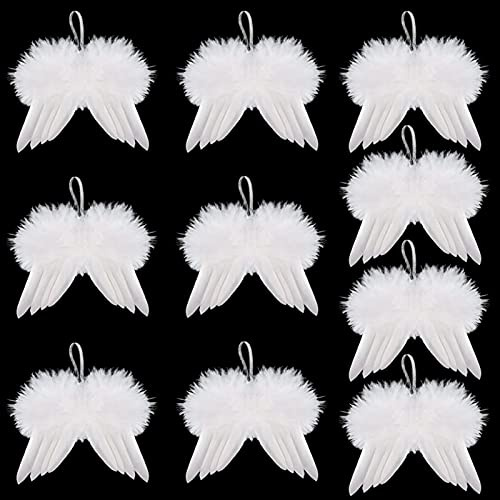 ToBeIT 10pcs Engelsflügel Federn Engel Flügel Anhänger Weihnachtsbaum Deko Christbaumschmuck Vintage Feder zum Aufhängen (10X12CM)