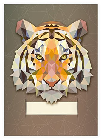 Kartenkaufrausch 8x Starke Raubkatzen DIN A4 Schulhefte, Schreibhefte mit polygonalem Tiger in grau Lineatur 2x 5 (liniertes Heft)