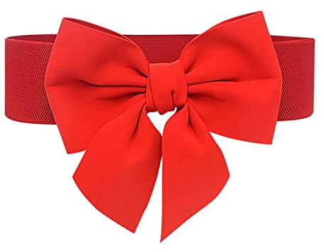 Tenorbass Damen Bowknot Breiter Gürtel, Elastische Vintage Große Schleife für Kleider, Mädchen Niedlich Taille für Weihnachten Party, Adorable Dress Accessory