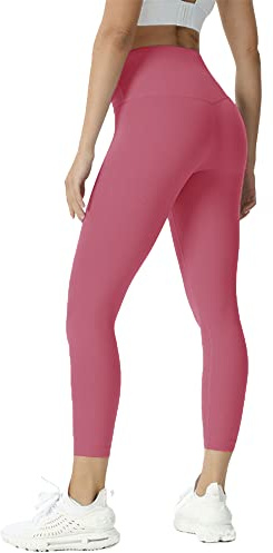 ATRACTIVOLL Leggings för kvinnor, sportbyxor, hög midja, push up, rumplyft, leggings, yogabyxor, ogenomskinliga, mjuka, plusstorlek, rosa, M