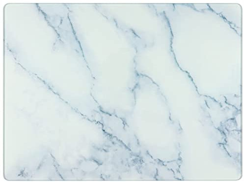 Light Blue Marble Glass Chopping Board Tempered Glass Cutting Board White Marble Kitchen Worktop Saver Protector 300x400mm (Approx.)