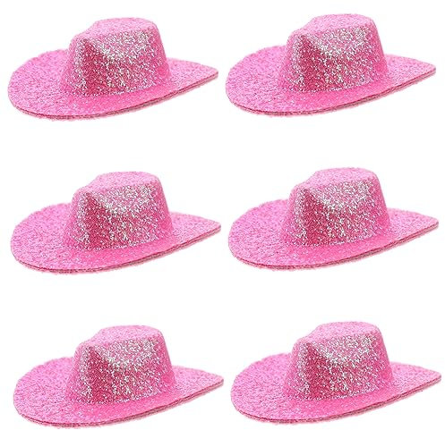 SAFIGLE 6stücke Miniaturhüte Aus Kunstleder Für Puppenhaus Kleine Cowboyhüte Zum Basteln Mini-hüte Für Tortendekorationen Winzige Hutornamente Für DIY-projekte