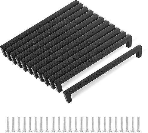 MIYUANGKJ 12 stk Möbelgriffe Schwarz 192mm, Küchengriff, Schubladengriffe mit 24stk Schrauben 25 mm, Türgriffe für Schublade Schrank Möbel Küche