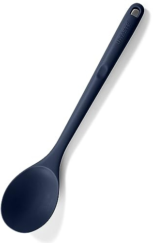 U-Taste Long Silicone Solid Spoon, 315℃ Heat Resistant, Midnight Blue | 33.9cm, Food Grade Kitchen Cooking Utensil, Nonstick Seamless Rubber Serving Tool for Mixing Stirring Basting Scooping