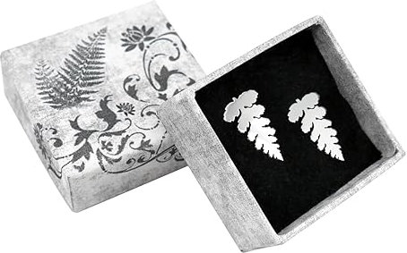 Fern leaf stud earrings sterling silver jewellery, Handmade in UK