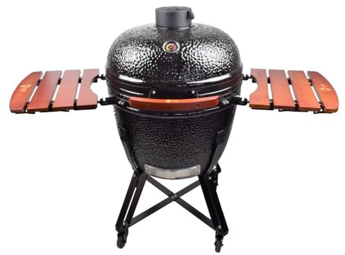Kamado ZStyle – Grill – Grill – japanischer Keramikgrill – Grill – Smoker mit Kuppel aus Glaskeramik – Holzkohle – Grill – Gartenofen (Kamado XL – Schwarz)