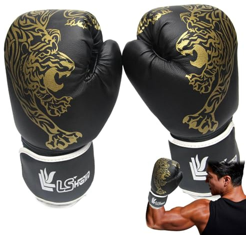 itrimaka Boxhandschuhe Für Männer Und Frauen, Box-Trainingshandschuhe, Boxsack-Handschuhe, PU-Leder, Tiger-bedruckter Handschutz, Fitness-Sporthandschuhe Für Erwachsene Und Kinder