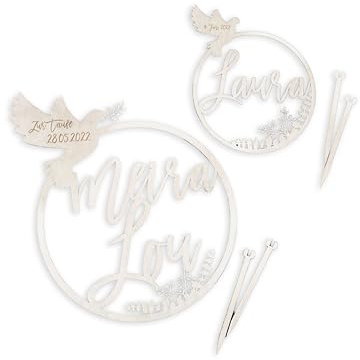 Cake Topper Taufe mit Name und Datum/Cake Topper Kommunion/Cake Topper Konfirmation/christening/Baptism/Taufdeko - 12 cm