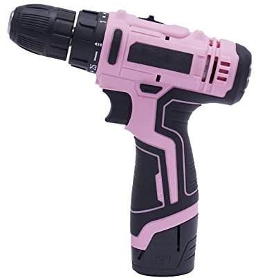 Drill Driver, 340W Power Drill with 2-Speed Transmission, 25 Torque Positions and 3 Modes(Driving, Drilling and Hammer Drill), 26-Piece Pink Cordless Drill Set for Home DIY, Repairing Furniture