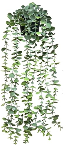 Gigtoop 1 pack Artificial Hanging Plant,Artificial Plant Eucalyptus,Greenery Faux Fake Ivy Decor, Fake Ivy Potted Plants for Indoor Outdoor Home Decor Wall Room Patio Office Table Shelf