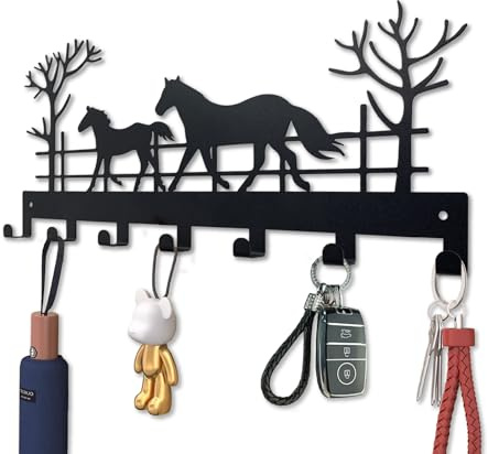 ShowMtheM Metall-Schlüsselhalter für die Wand, Metall-Schlüssel-Organizer mit 7 Haken, schwarze Wandhalterung, Schlüsselhalter für Eingang, Haustür, Flur, Büro