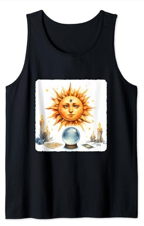 Sun As Mystical Seer regardant dans la sphère magique. Bougies de tarot Débardeur