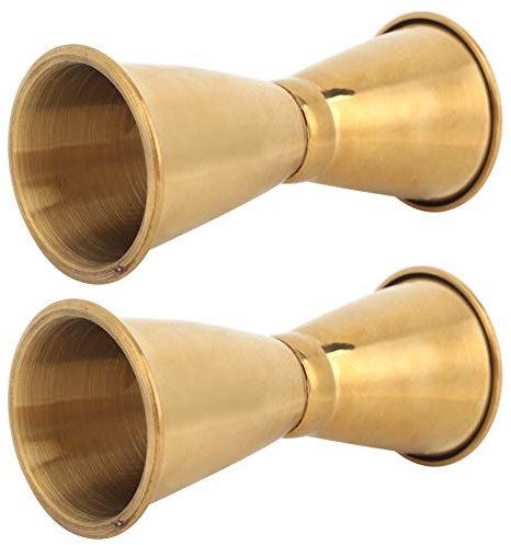 aqxreight Jigger de Cóctel de Acero Inoxidable, Herramientas de Medición de Líquidos para Bar, Hotel, Cafetería, KTV Family Gold ((Borde Rizado Dorado) Grande)