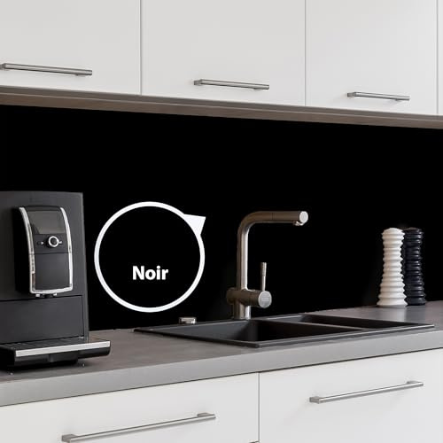 WALLando Panel trasero de cocina de alta calidad, cortado a medida – Revestimiento de pared de PVC fácil de instalar – Panel de plástico resistente al calor – Negro