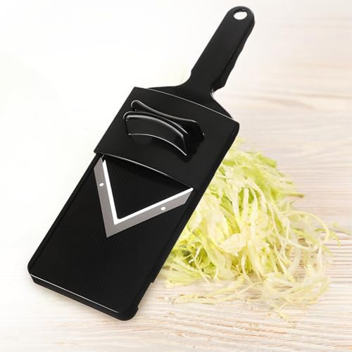 Vegetable Slicer, Steel Slicer, V-Blade, Julienne Slicer, with Protective Grater, Plastic Frame, for Efficient and Even Slicing and Grating of Fruits, Vegetables