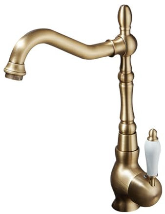 Wasserhahn Bad Waschtischarmatur Hoch Auslauf Retro Antik Stil 360° Drehbar Messing Einhebel Mischbatterie Waschbecken Armatur, Badarmatur Waschtischbatterie Badezimmer, Bronze