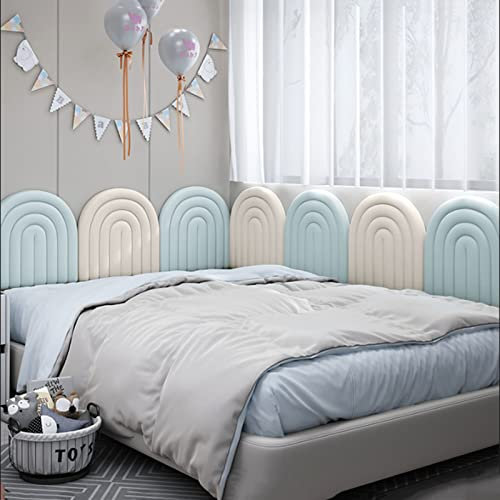3D gepolsterte Wandpaneele Kopfteil für Kinderzimmer, Blau, 120 x 40 cm, Anti-Kollisions-Innenwandverkleidung, Dekor