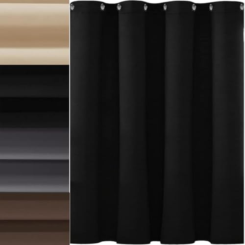 AMZYU Verdunklungsvorhänge Gardinen mit Ösen, 75 x 120 cm Schöner Weicher, Kälteschutz Warm Vorhang Blickdicht mit Ösen, Raumteiler Waschbar Größe Und Farbe Wählbar, Schwarz