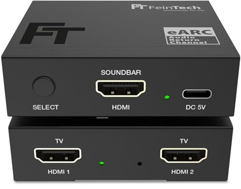 FeinTech AX420 HDMI eARC Switch 2 TV x 1 soundbar - usa la tua soundbar su 2 display