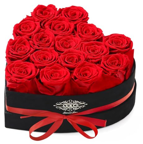Agrul Mothers Day Roses Gifts for Mom,Forever Preserved Flowers Roses in a Heart Shape Box, for Wife Women Mom Grandma from Daughter,Fresh Flowers for Delivery/16Pcs Red