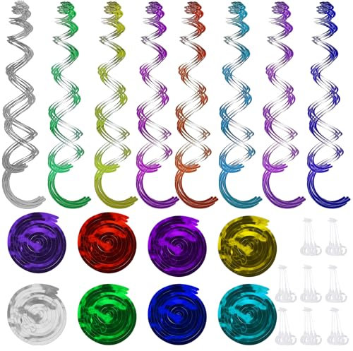 48 Pezzi Ornamento a Spirale Decorazioni,Stelle Filanti a Spirale,Decorazioni Filanti da Appendere, per Matrimoni, Feste di Compleanno, Decorazioni per Feste (Colorato)